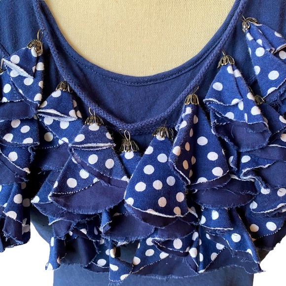 Anthropologie "Little Yellow Button" Racer Back Tank Ruffles S - Picture 4 of 5